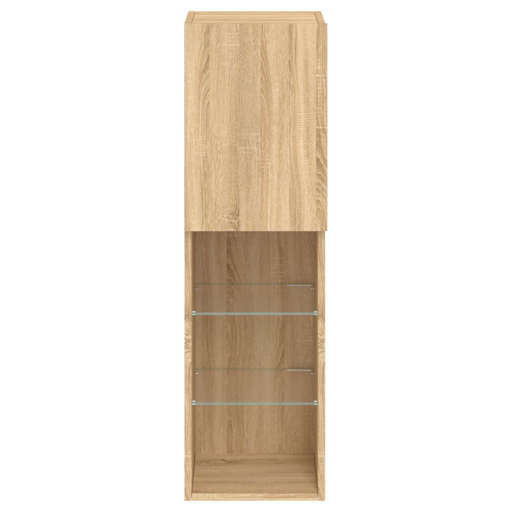 sonoma tölgy színű TV-szekrény LED-lámpákkal 30,5 x 30 x 102 cm