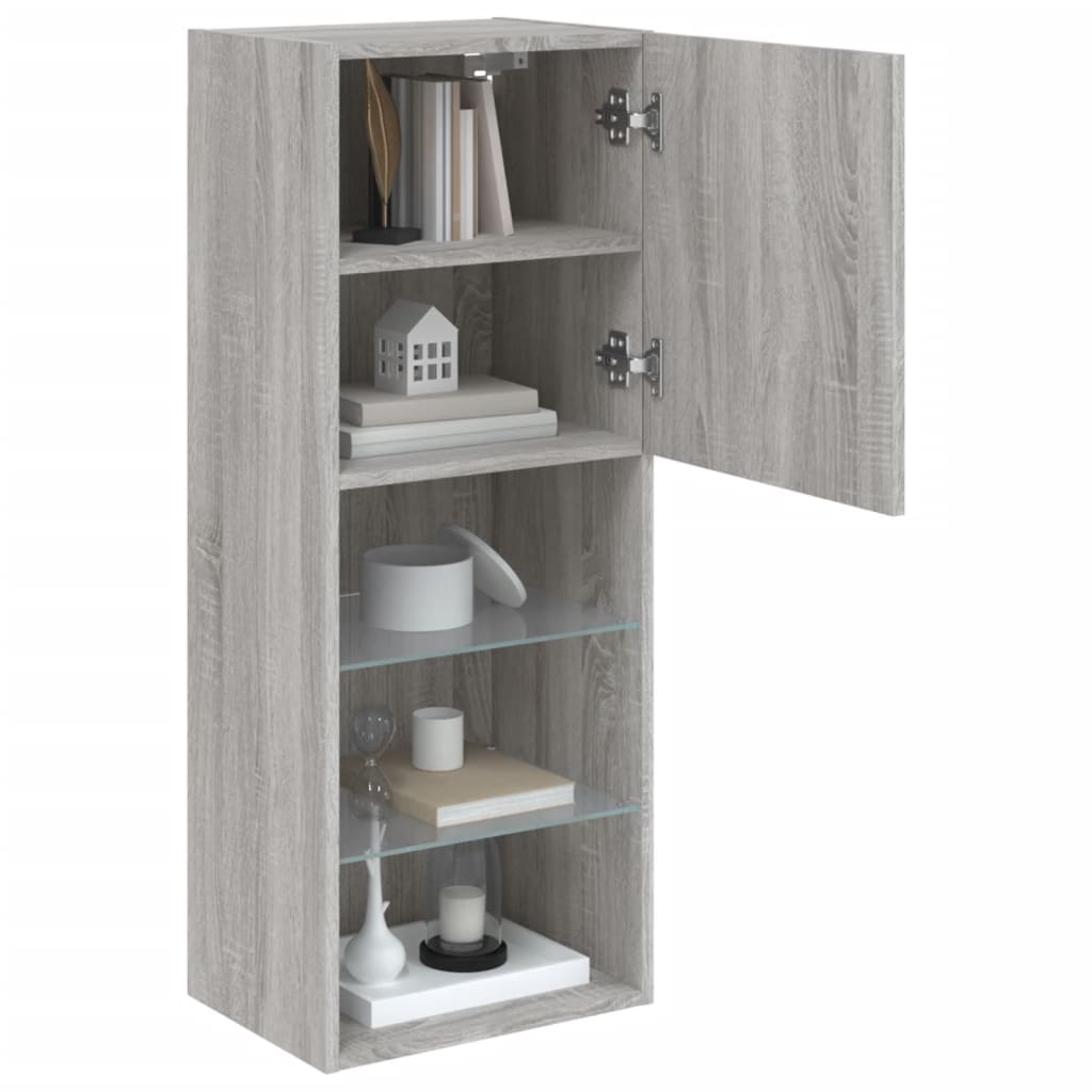 szürke sonoma színű TV-szekrény LED-lámpákkal 40,5x30x102 cm
