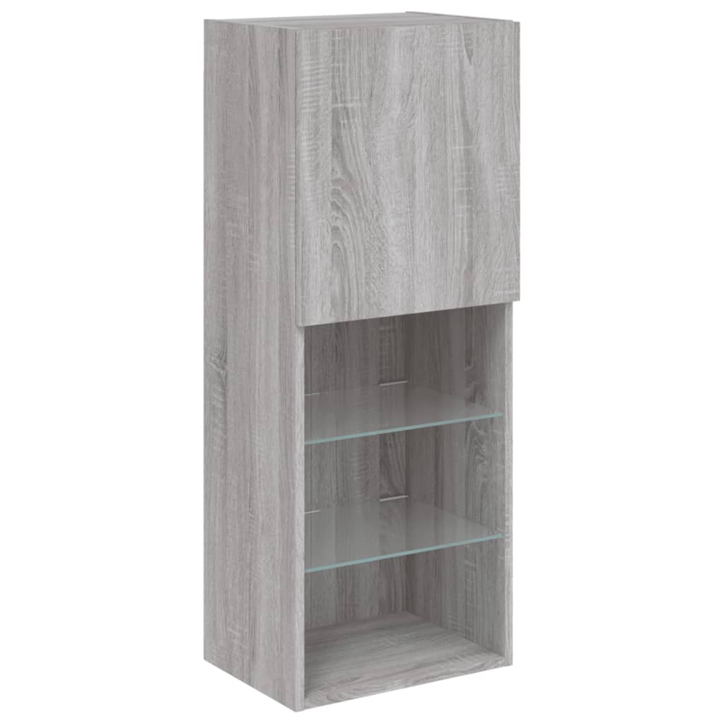 szürke sonoma színű TV-szekrény LED-lámpákkal 40,5x30x102 cm
