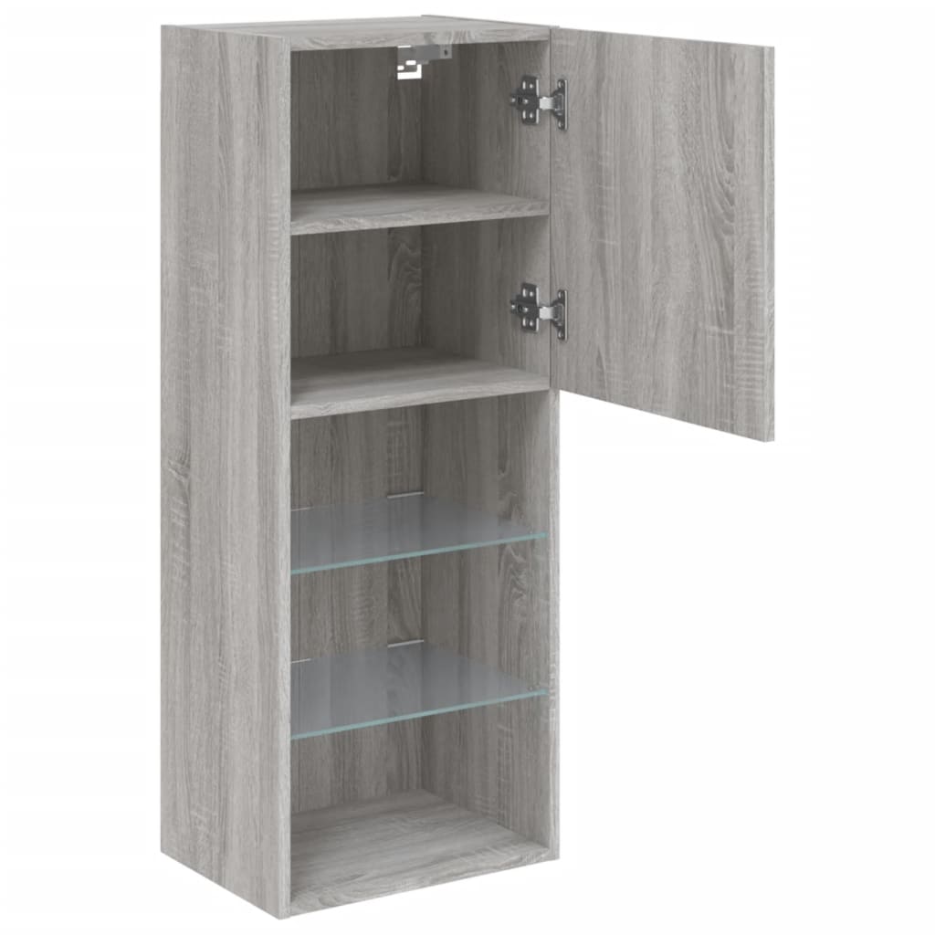 szürke sonoma színű TV-szekrény LED-lámpákkal 40,5x30x102 cm