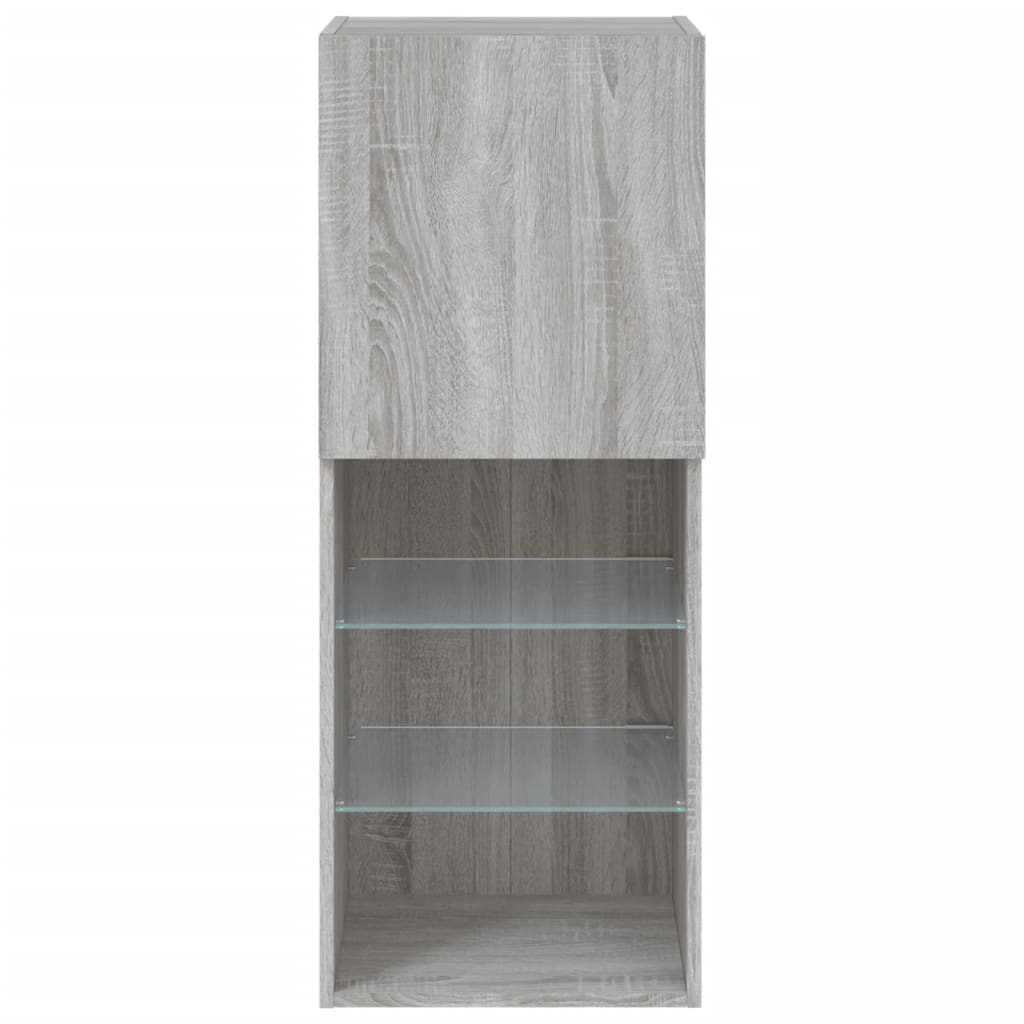 szürke sonoma színű TV-szekrény LED-lámpákkal 40,5x30x102 cm