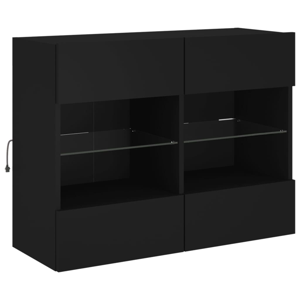 fekete fali TV-szekrény LED-világítással 78,5x30x60,5 cm