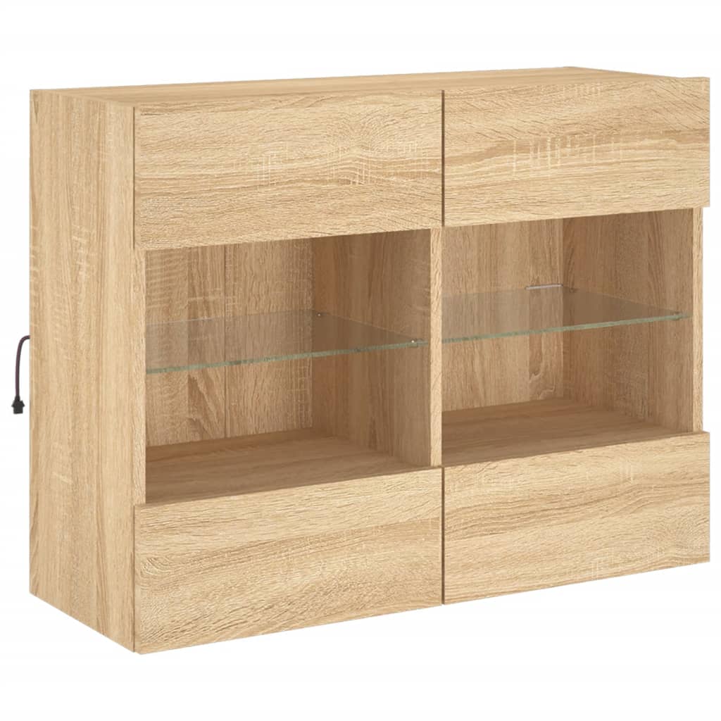 sonoma tölgy színű fali TV-szekrény LED-del 78,5 x 30 x 60,5 cm