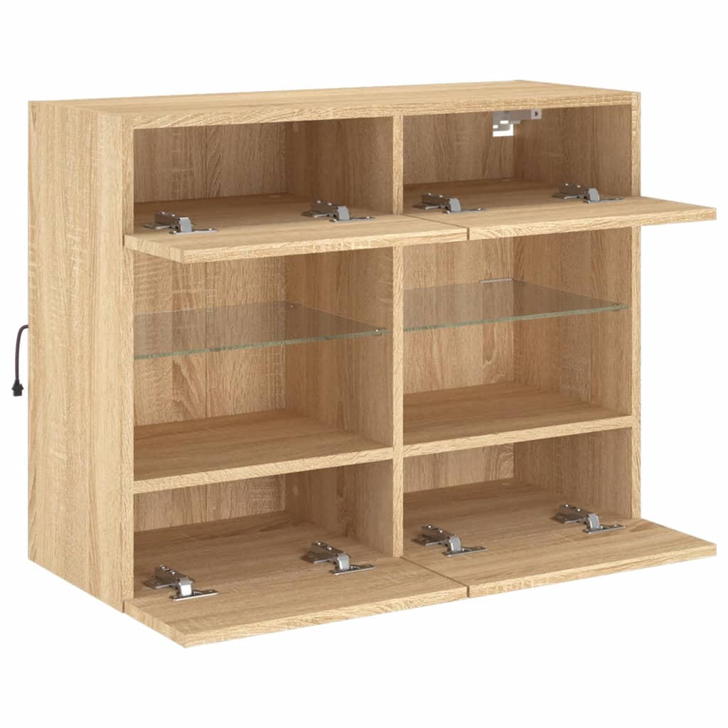 sonoma tölgy színű fali TV-szekrény LED-del 78,5 x 30 x 60,5 cm