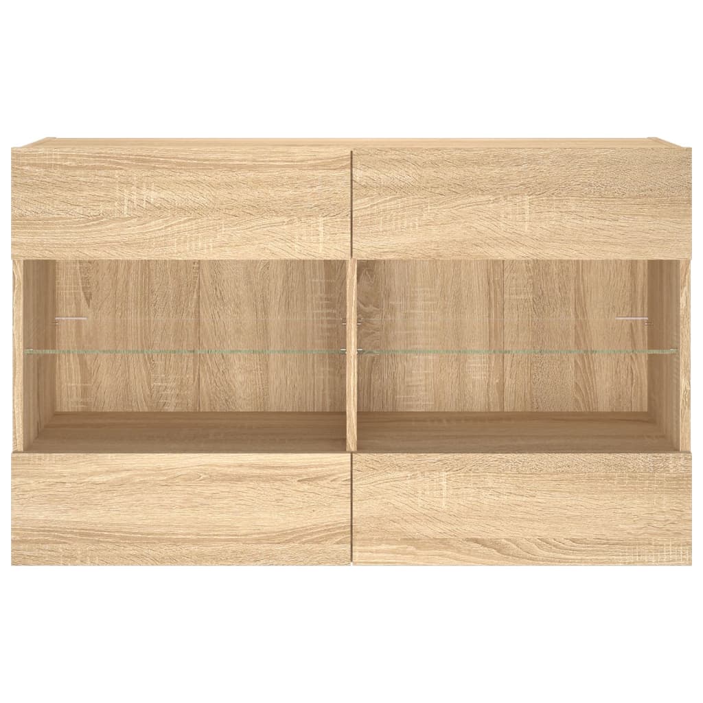 sonoma tölgy színű fali TV-szekrény LED-del 98,5x30x60,5 cm