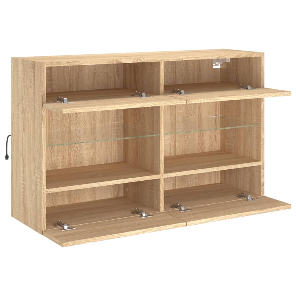 sonoma tölgy színű fali TV-szekrény LED-del 98,5x30x60,5 cm