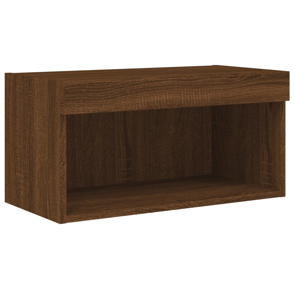 barna tölgy színű TV-szekrény LED-világítással 60 x 30 x 30 cm