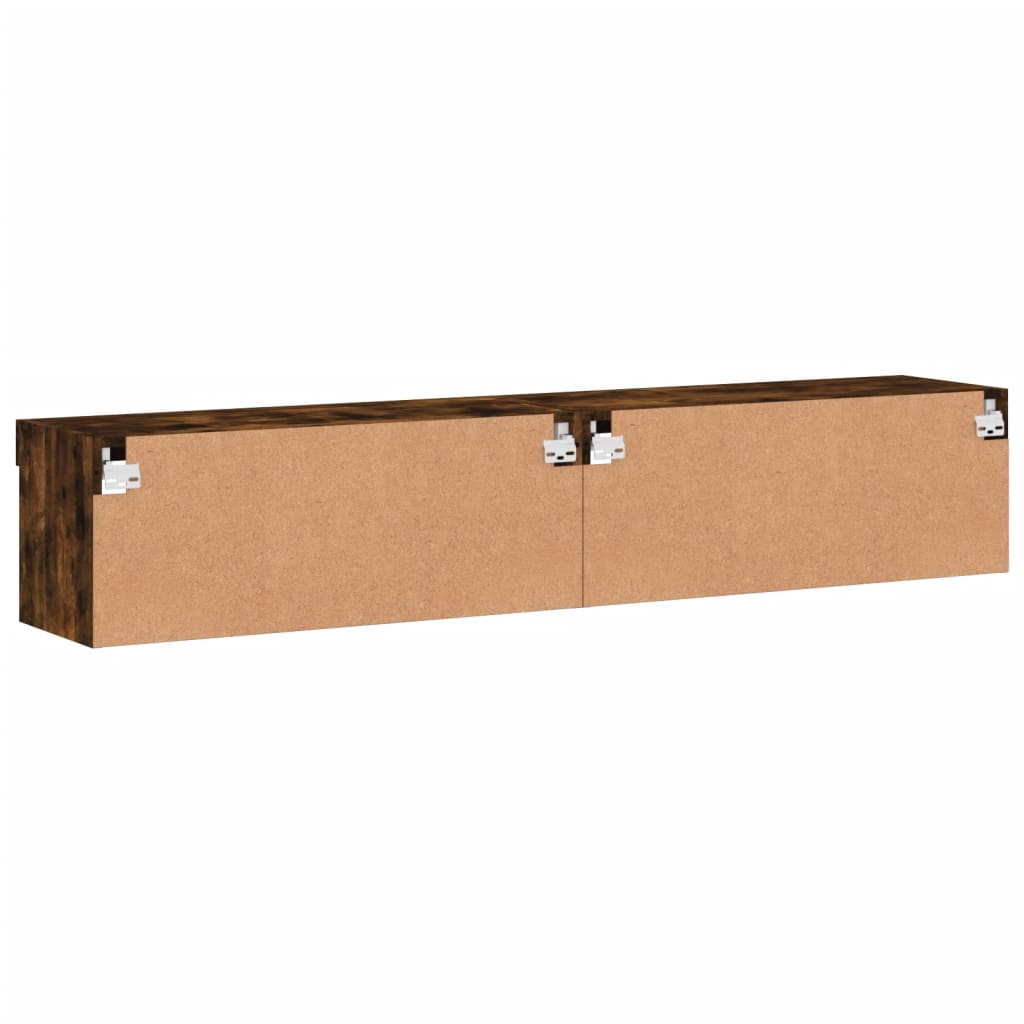 2 db füstös tölgy színű TV-szekrény LED-ekkel 80 x 30 x 30 cm