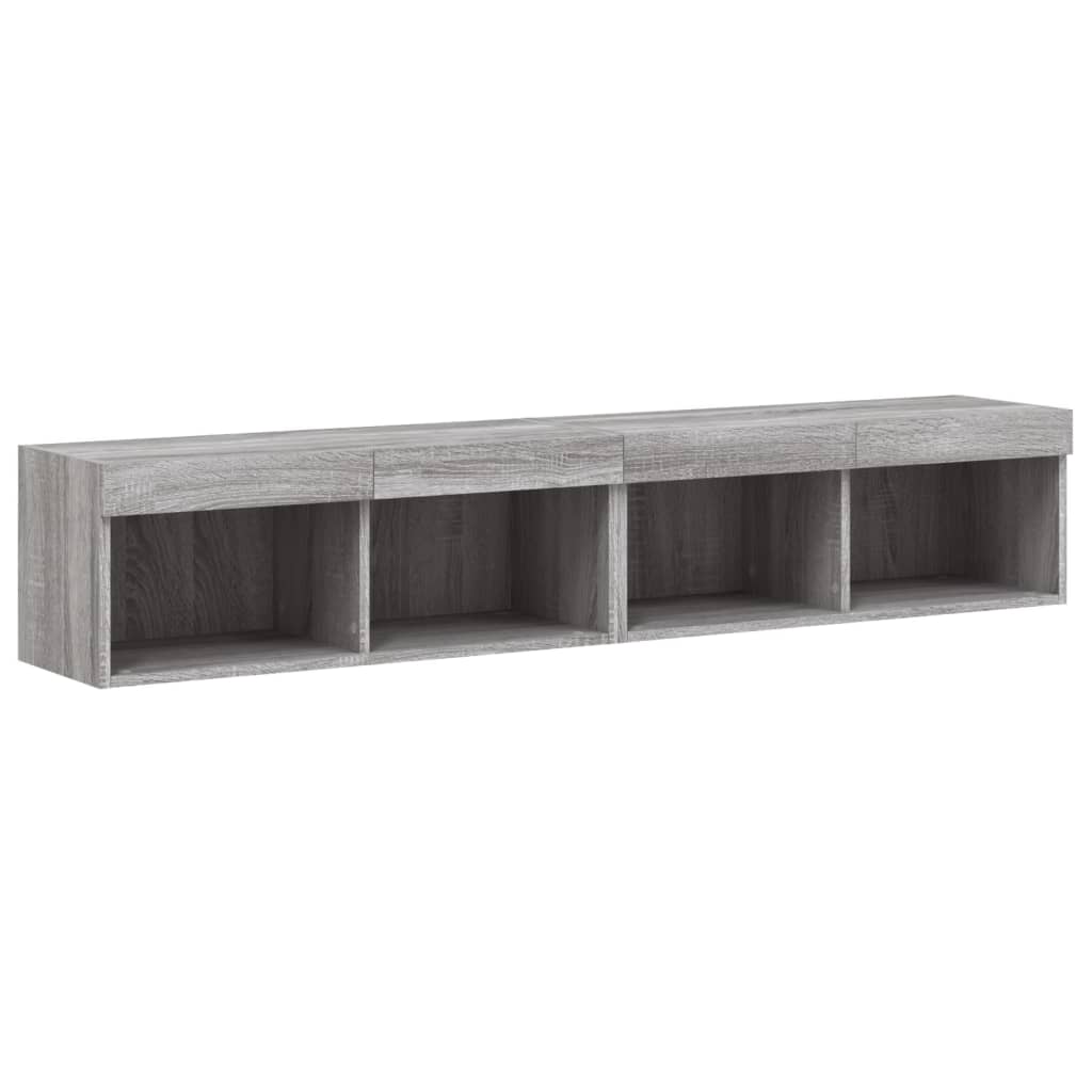2 db szürke sonoma színű TV-szekrény LED-ekkel 80x30x30 cm