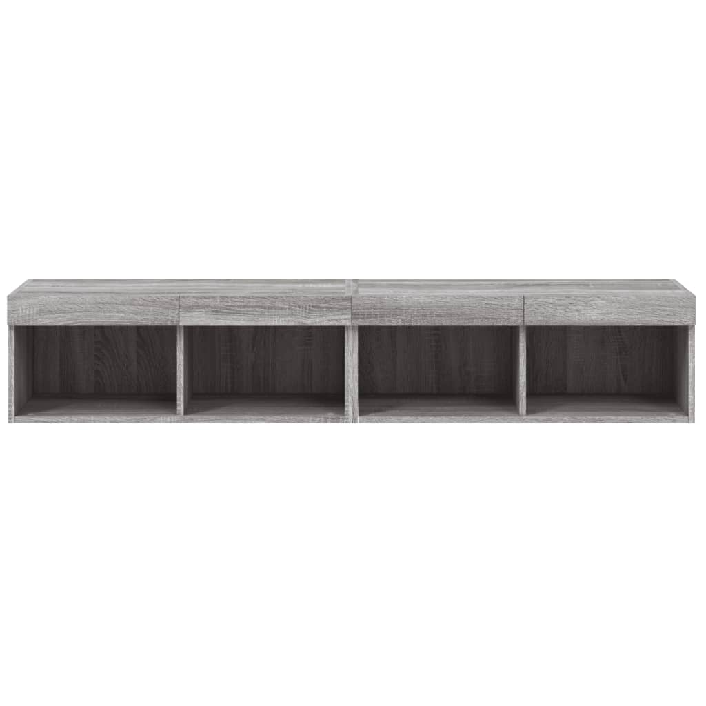 2 db szürke sonoma színű TV-szekrény LED-ekkel 80x30x30 cm