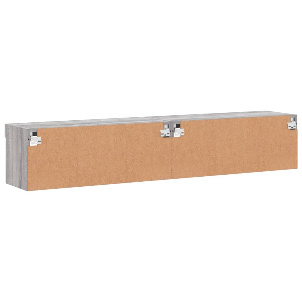2 db szürke sonoma színű TV-szekrény LED-ekkel 80x30x30 cm