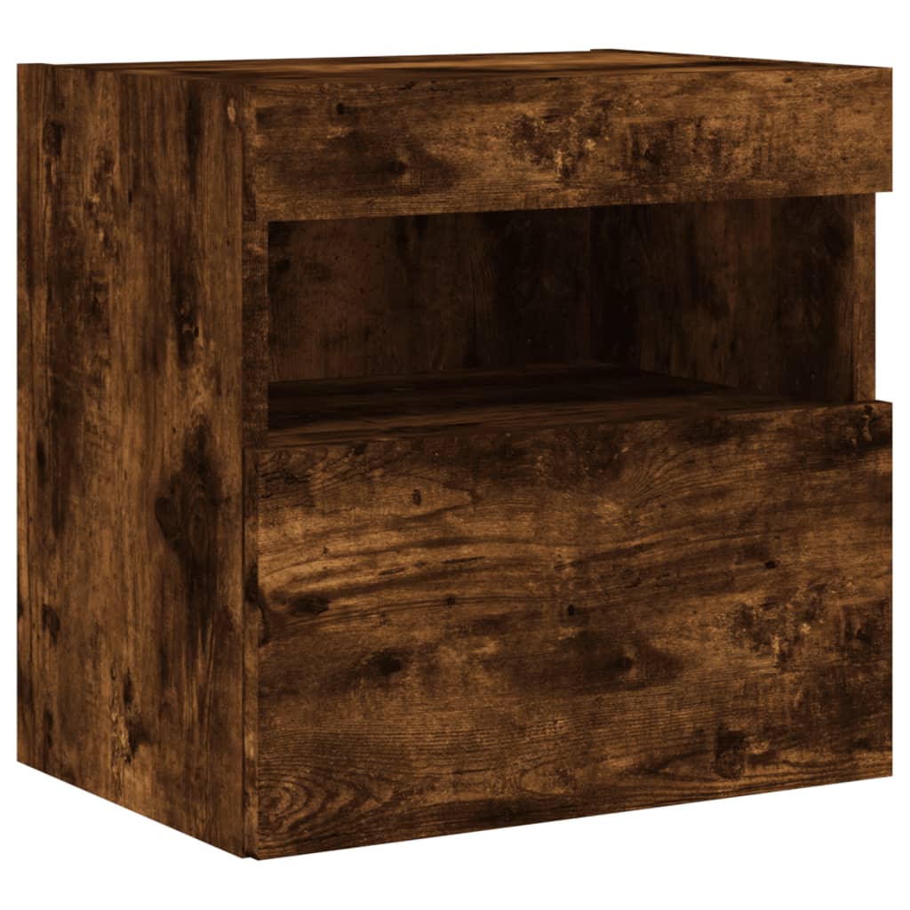 2 db füstös tölgy fali TV-szekrény LED-ekkel 40x30x40 cm