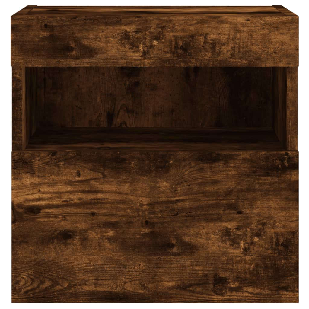 2 db füstös tölgy fali TV-szekrény LED-ekkel 40x30x40 cm