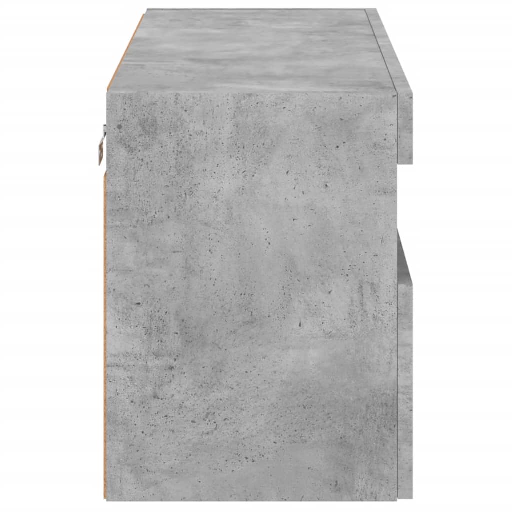 betonszürke falra szerelhető TV-szekrény LED-del 80x30x40 cm