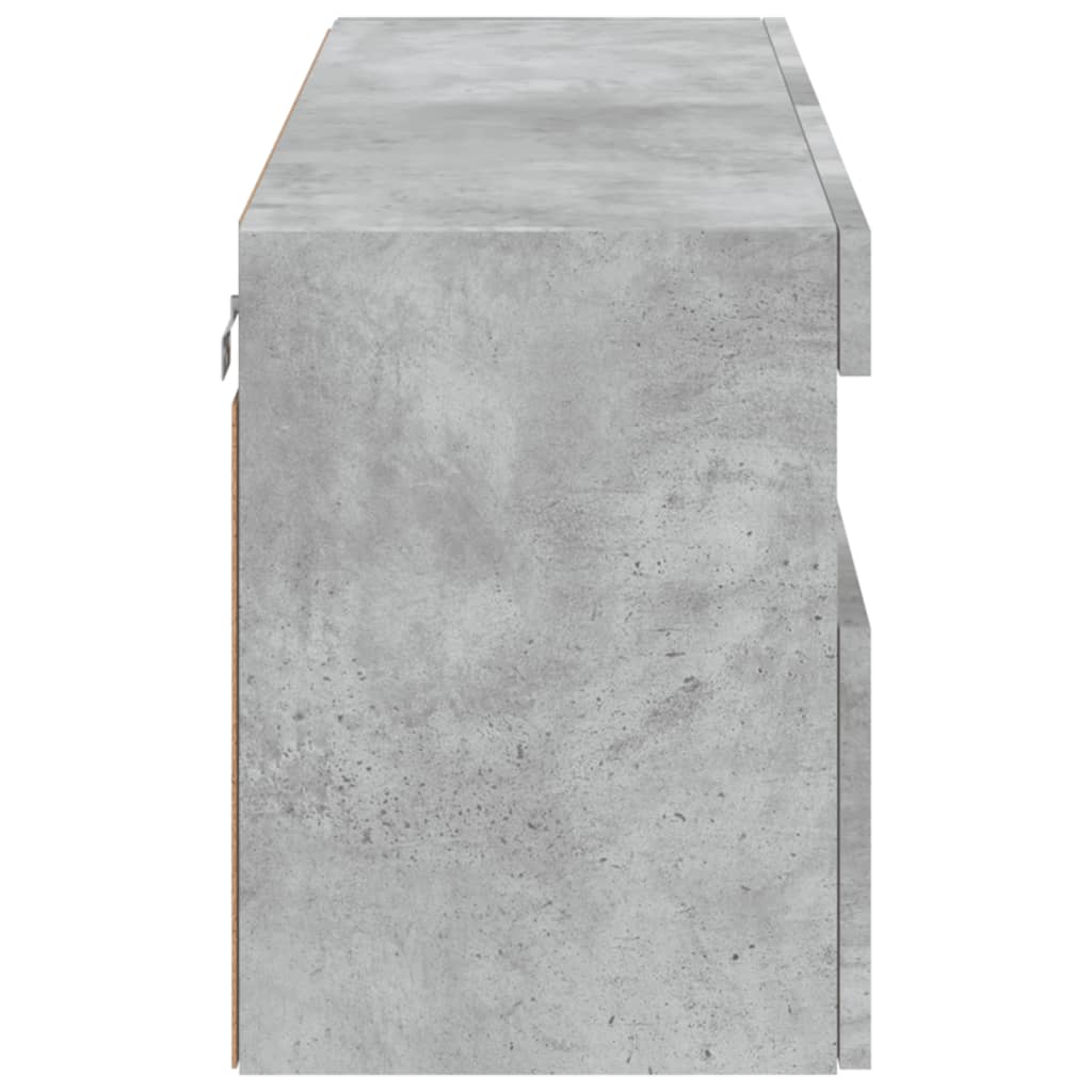 betonszürke falra szerelhető TV-szekrény LED-del 100x30x40 cm