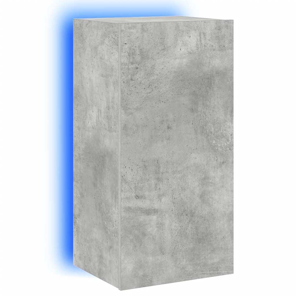 betonszürke falra szerelhető TV-szekrény LED-del 40,5x35x80 cm