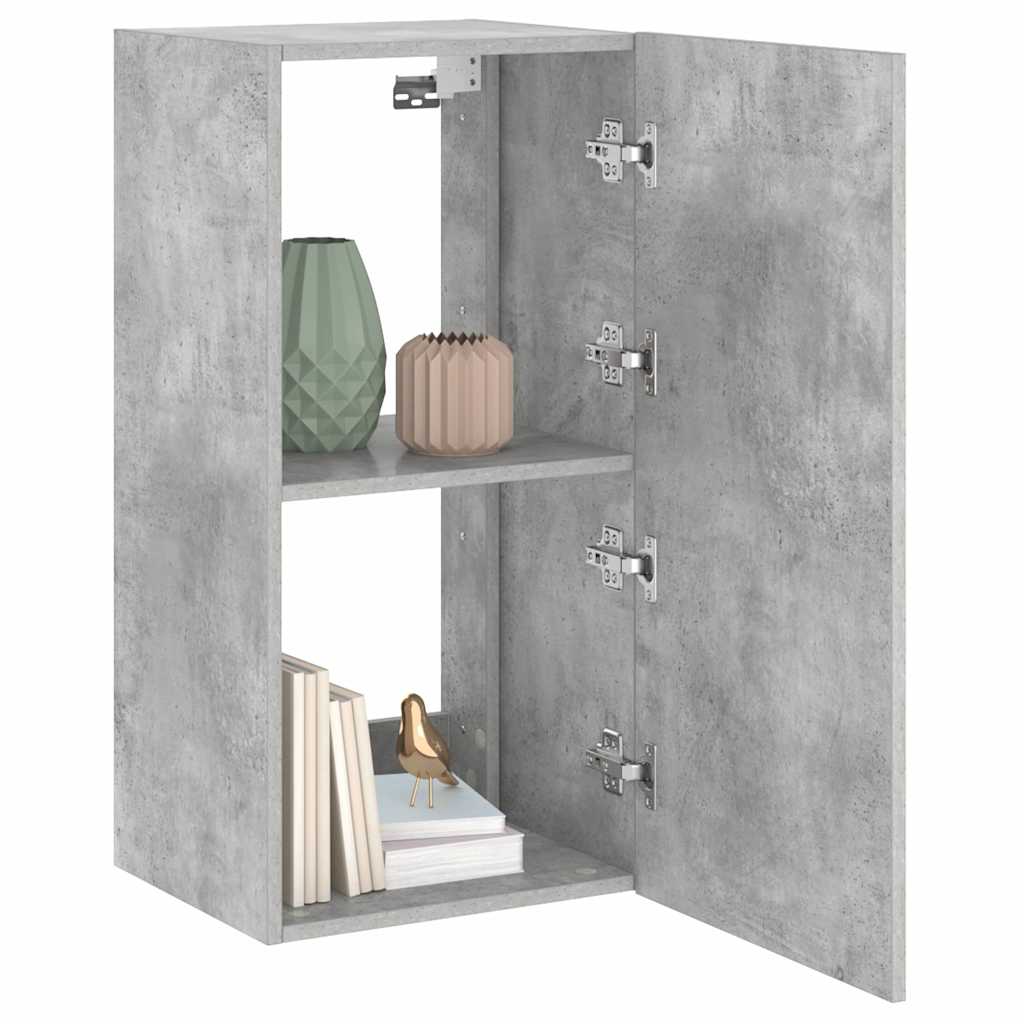 betonszürke falra szerelhető TV-szekrény LED-del 40,5x35x80 cm