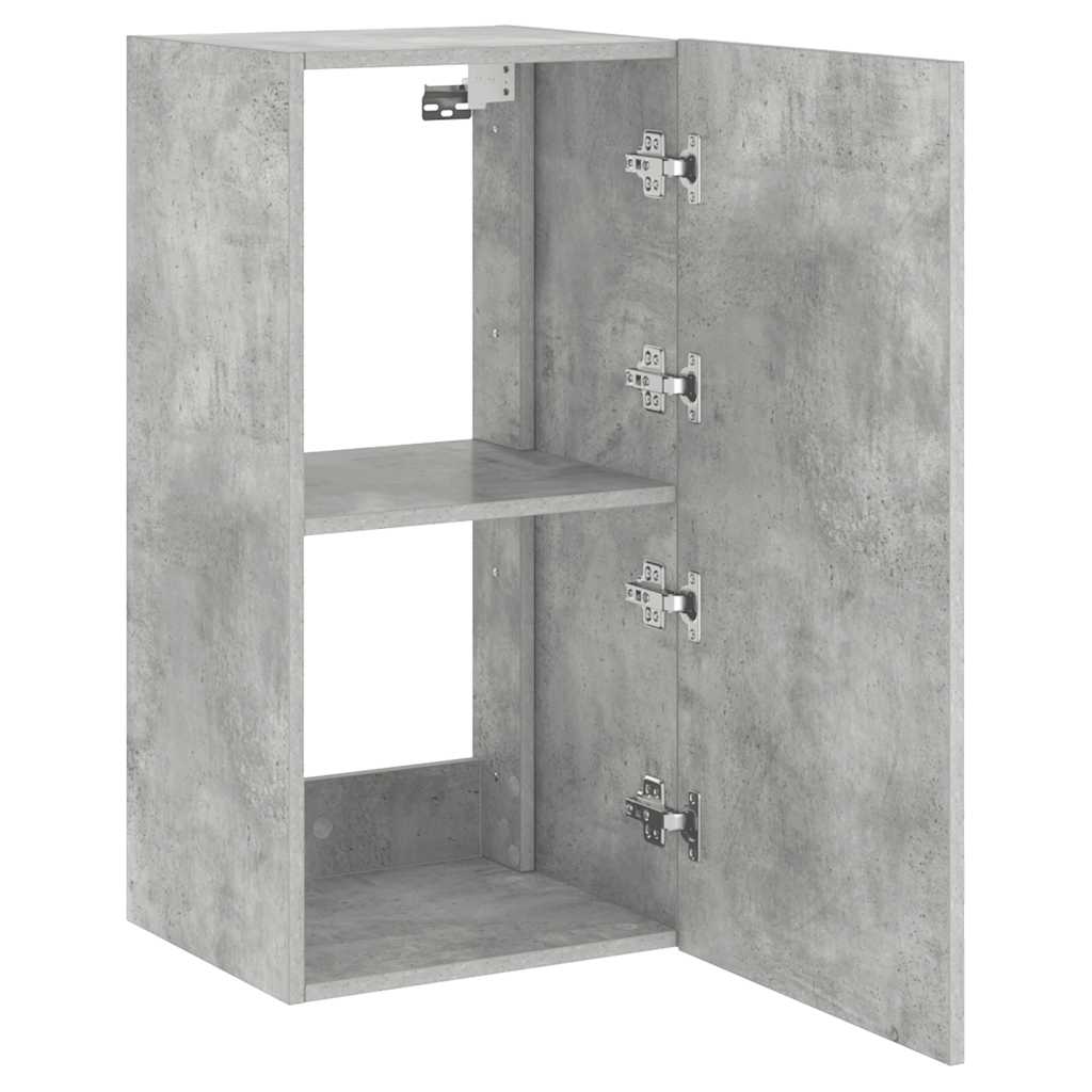 betonszürke falra szerelhető TV-szekrény LED-del 40,5x35x80 cm