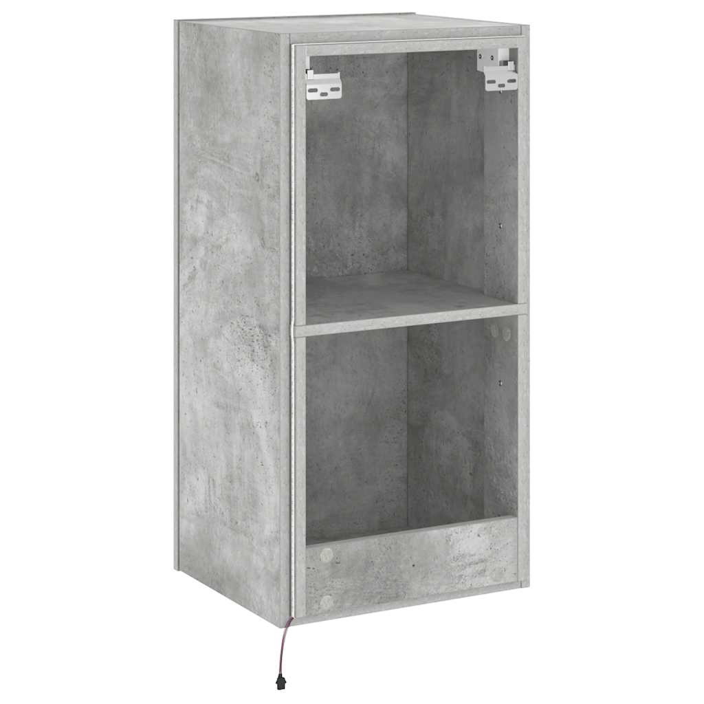 betonszürke falra szerelhető TV-szekrény LED-del 40,5x35x80 cm