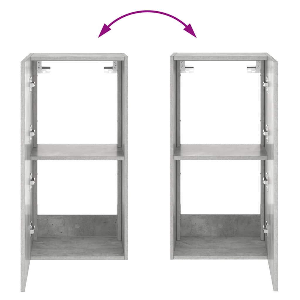 betonszürke falra szerelhető TV-szekrény LED-del 40,5x35x80 cm