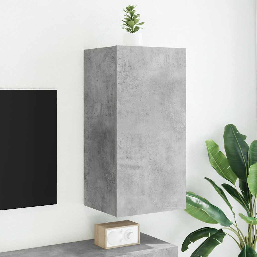 betonszürke falra szerelhető TV-szekrény LED-del 40,5x35x80 cm