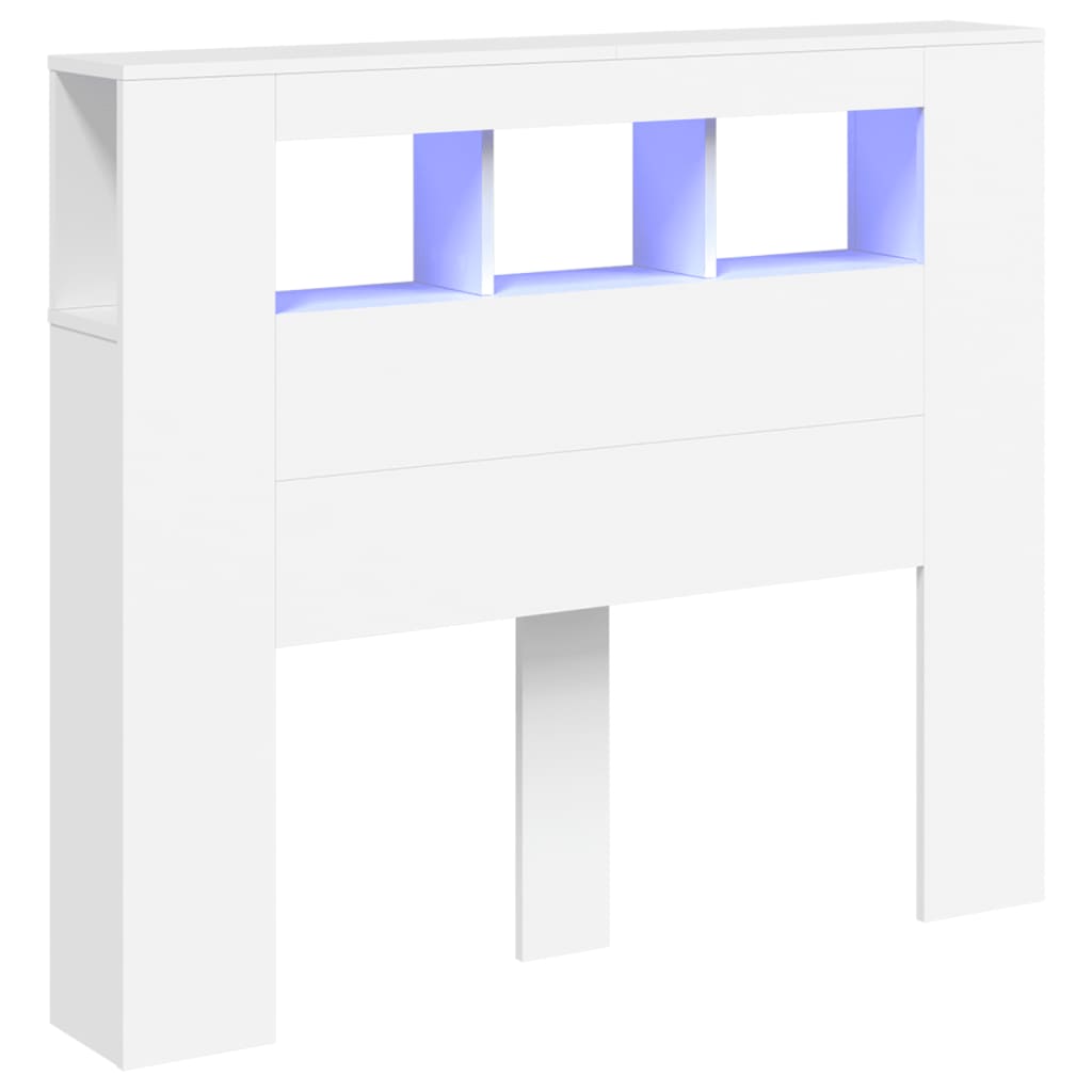 fehér szerelt fa LED-es fejtámla 120x18,5x103,5 cm