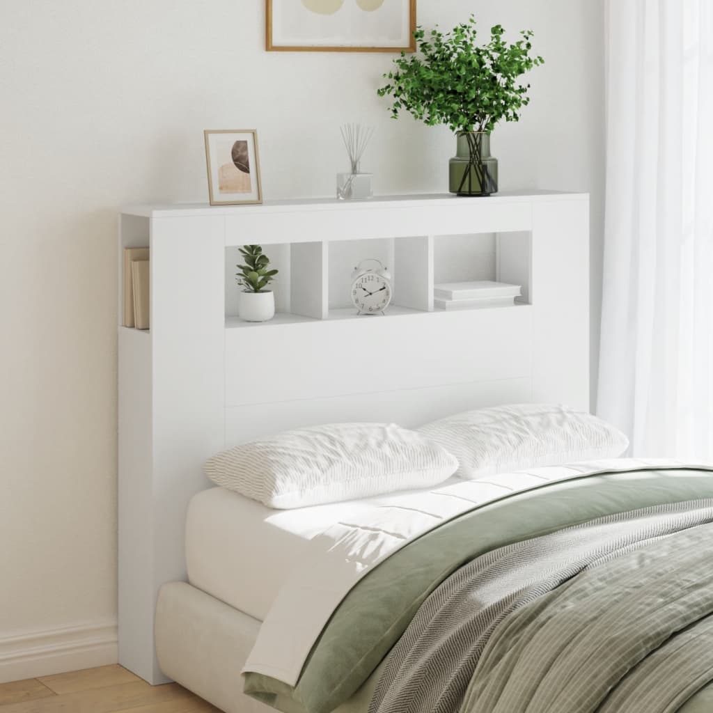 fehér szerelt fa LED-es fejtámla 120x18,5x103,5 cm