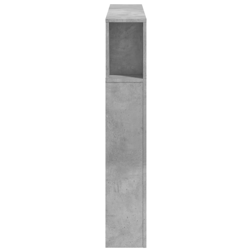 betonszürke szerelt fa LED-es fejtámla 120x18,5x103,5 cm