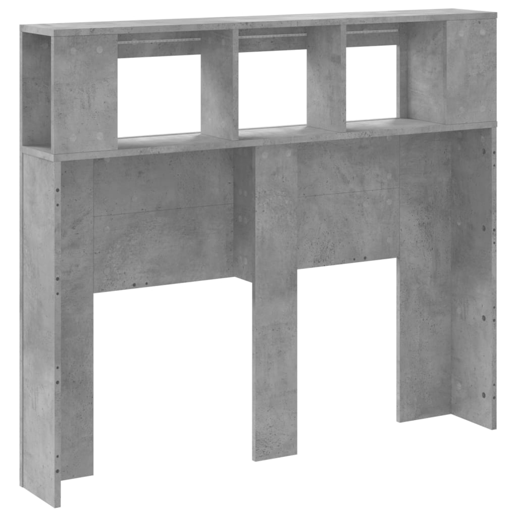 betonszürke szerelt fa LED-es fejtámla 120x18,5x103,5 cm