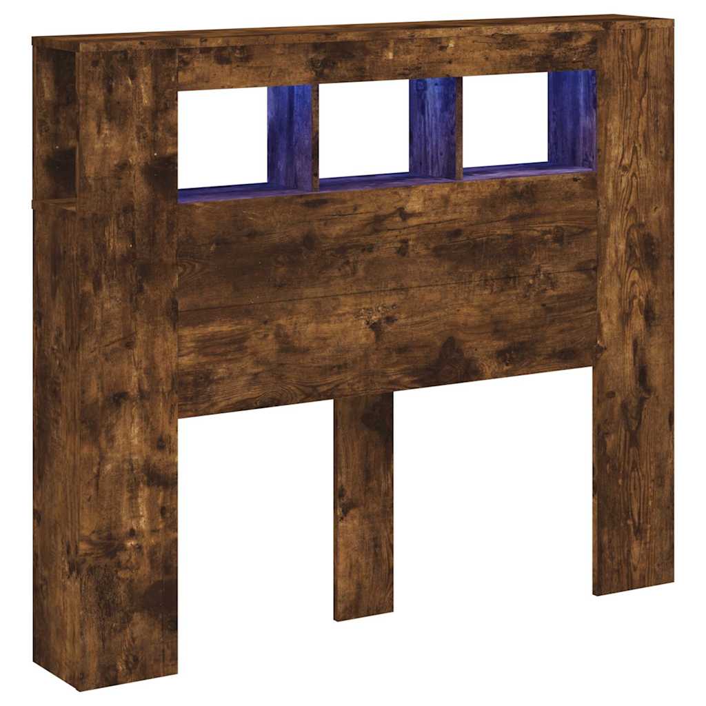 sonoma tölgy színű szerelt fa LED-es fejtámla 120x18,5x103,5 cm