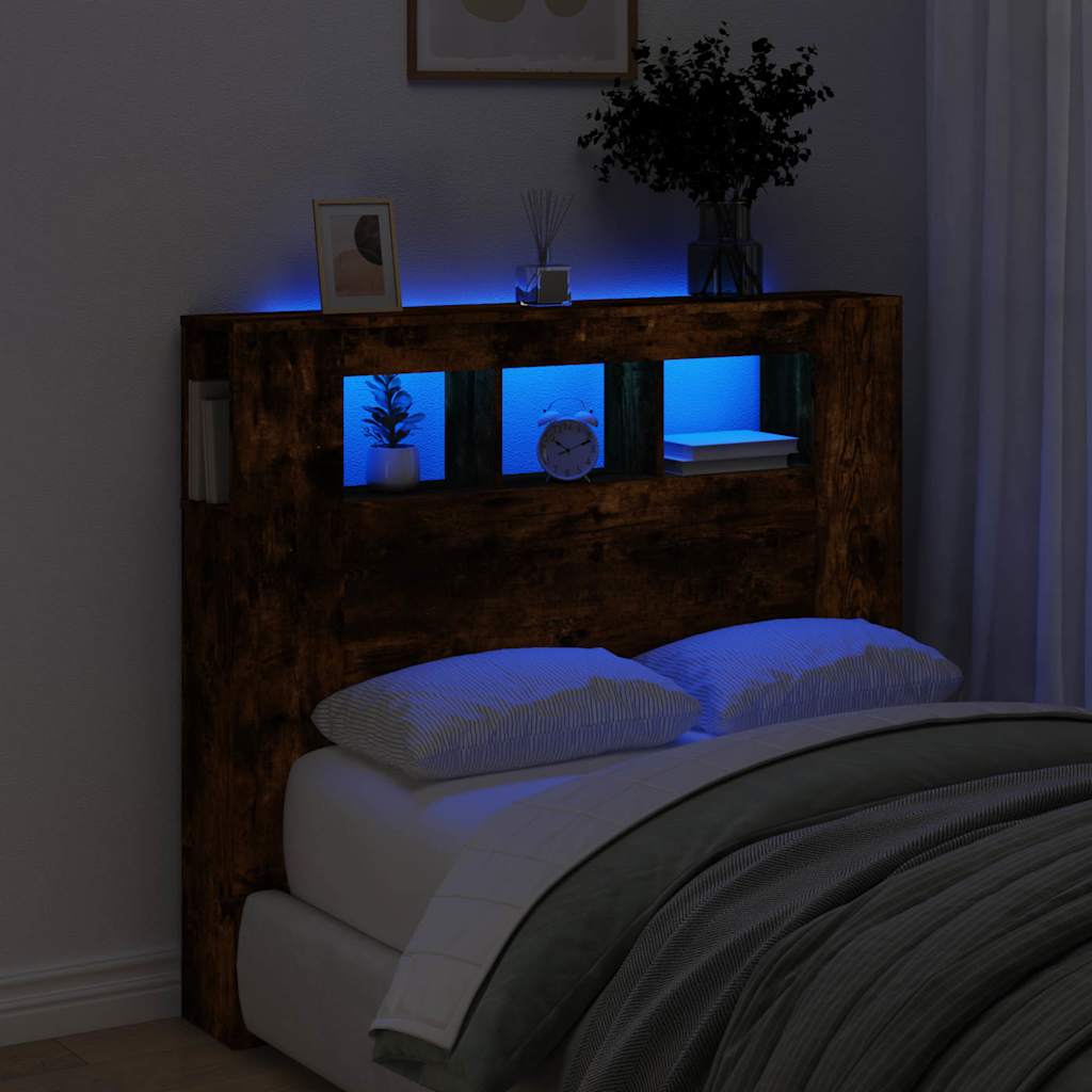 sonoma tölgy színű szerelt fa LED-es fejtámla 120x18,5x103,5 cm