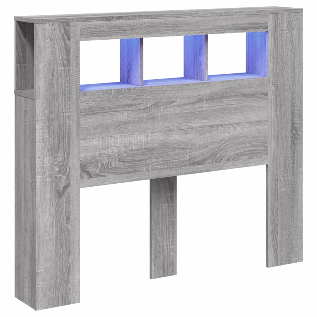 szürke sonoma szerelt fa LED-es fejtámla 120 x 18,5 x 103,5 cm
