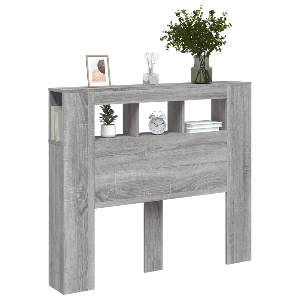 szürke sonoma szerelt fa LED-es fejtámla 120 x 18,5 x 103,5 cm