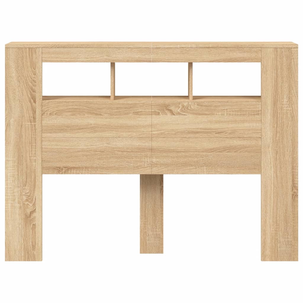 sonoma tölgy színű szerelt fa LED-es fejtámla 140x18,5x103,5 cm