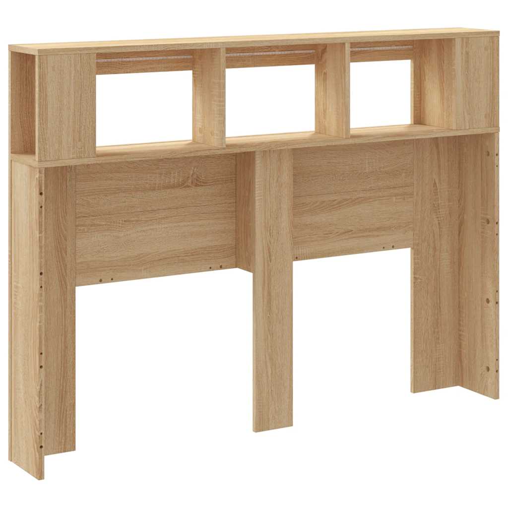sonoma tölgy színű szerelt fa LED-es fejtámla 140x18,5x103,5 cm