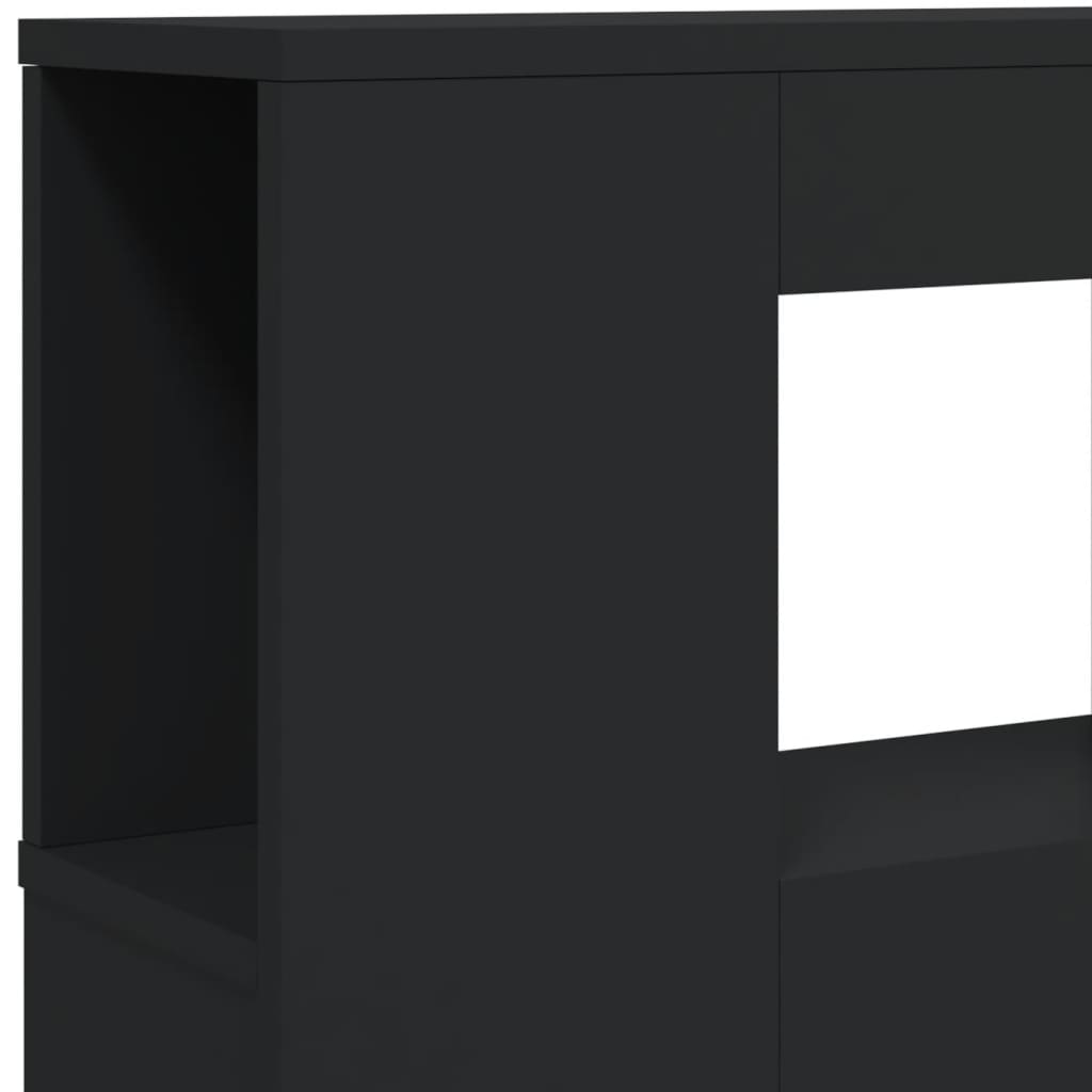 fekete szerelt fa LED-es fejtámla 160x18,5x103,5 cm