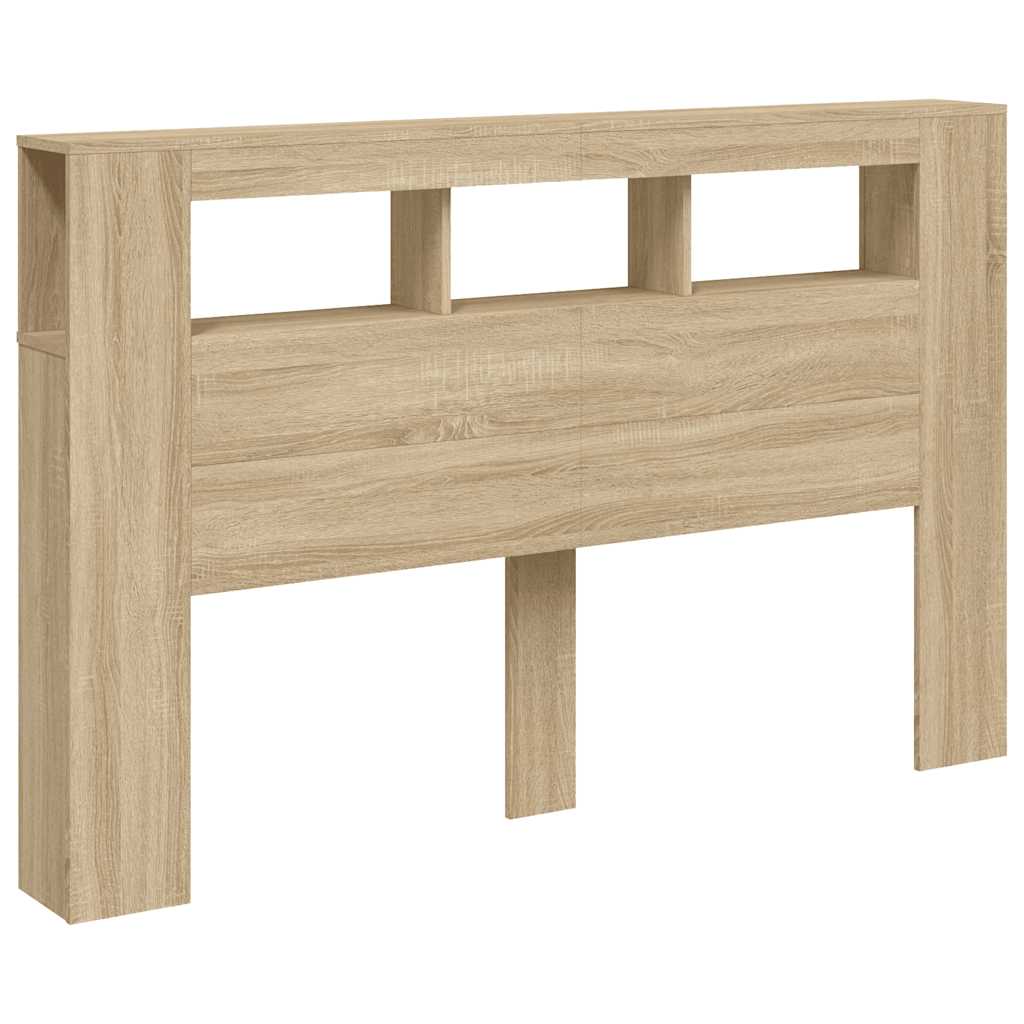 sonoma tölgy színű szerelt fa LED-es fejtámla 160x18,5x103,5 cm