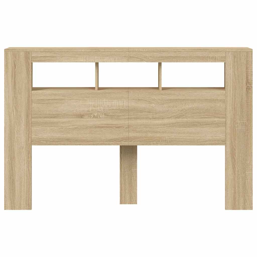 sonoma tölgy színű szerelt fa LED-es fejtámla 160x18,5x103,5 cm