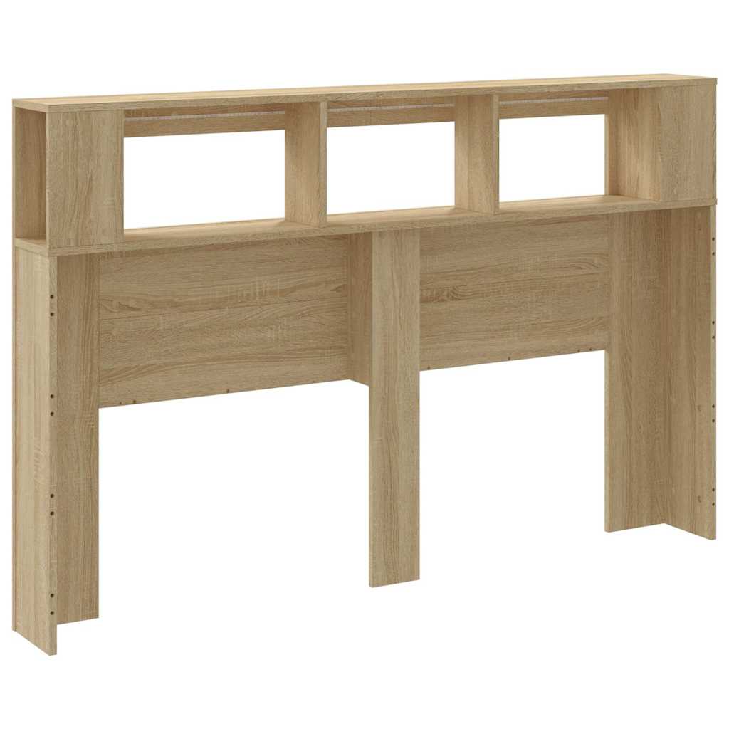 sonoma tölgy színű szerelt fa LED-es fejtámla 160x18,5x103,5 cm