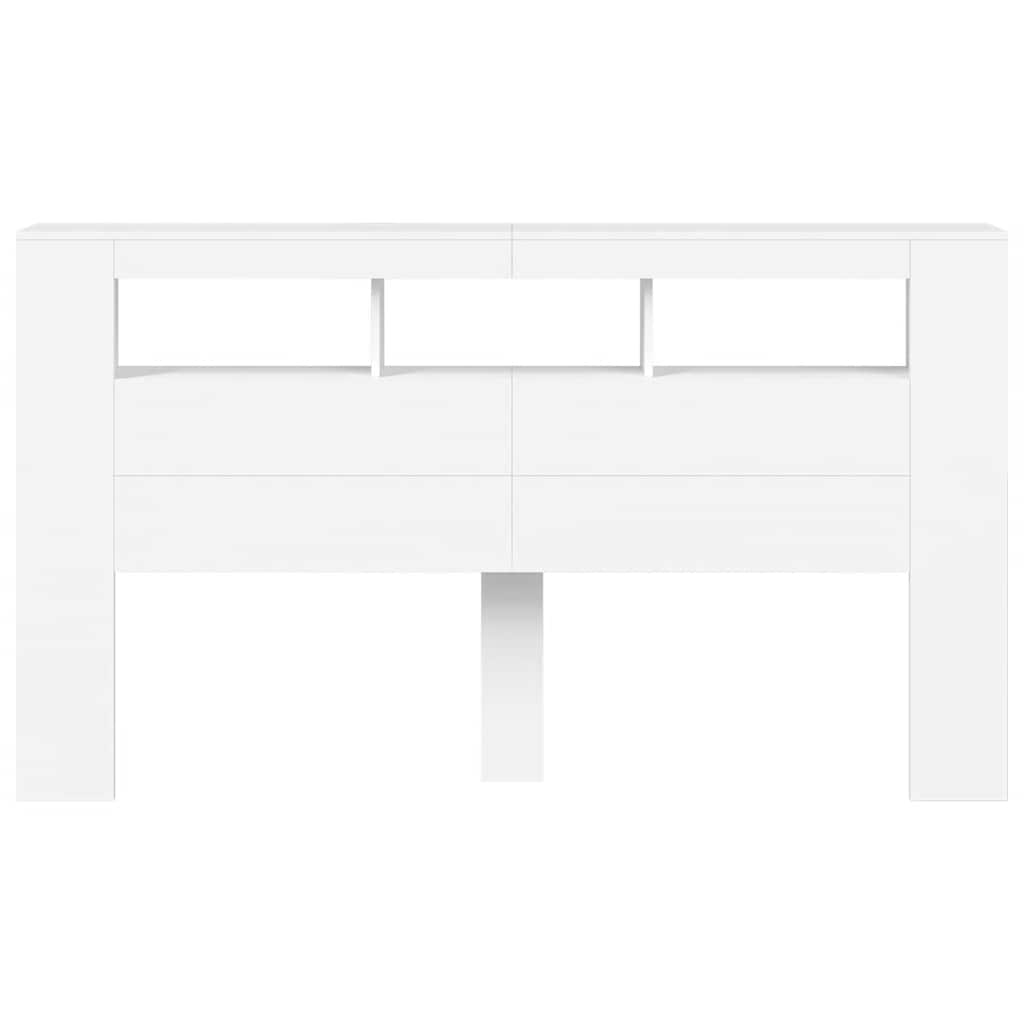 fehér szerelt fa LED-es fejtámla 180x18,5x103,5 cm