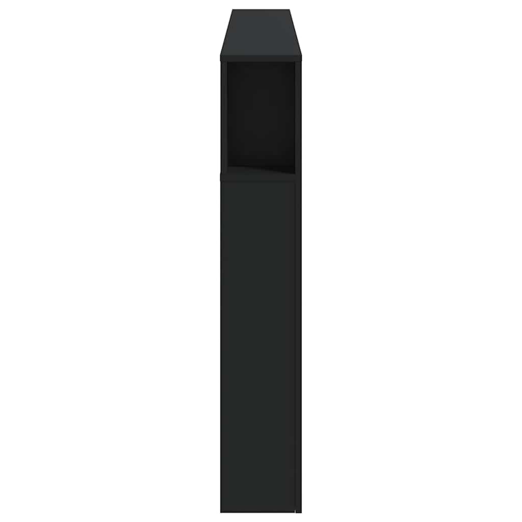 fekete szerelt fa LED-es fejtámla 180x18,5x103,5 cm