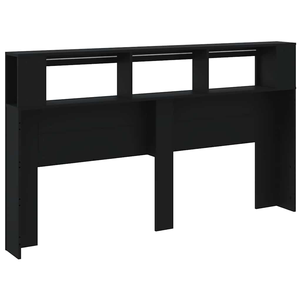 fekete szerelt fa LED-es fejtámla 180x18,5x103,5 cm