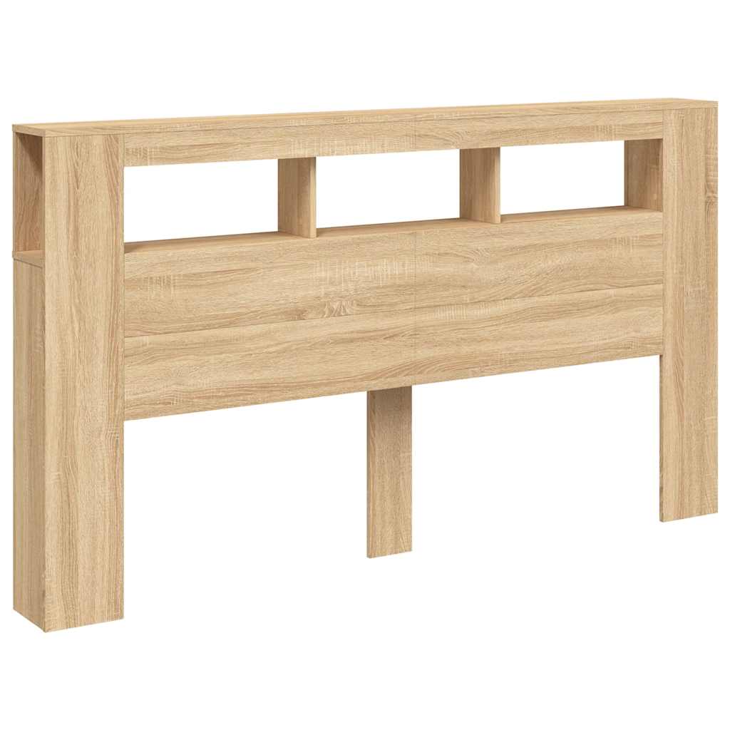 sonoma tölgy színű szerelt fa LED-es fejtámla 180x18,5x103,5 cm