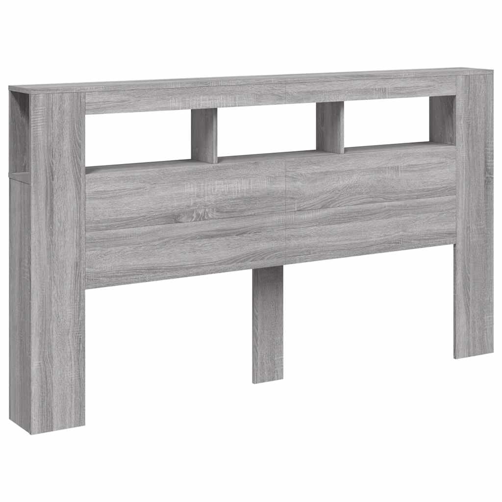 szürke sonoma szerelt fa LED-es fejtámla 180x18,5x103,5 cm