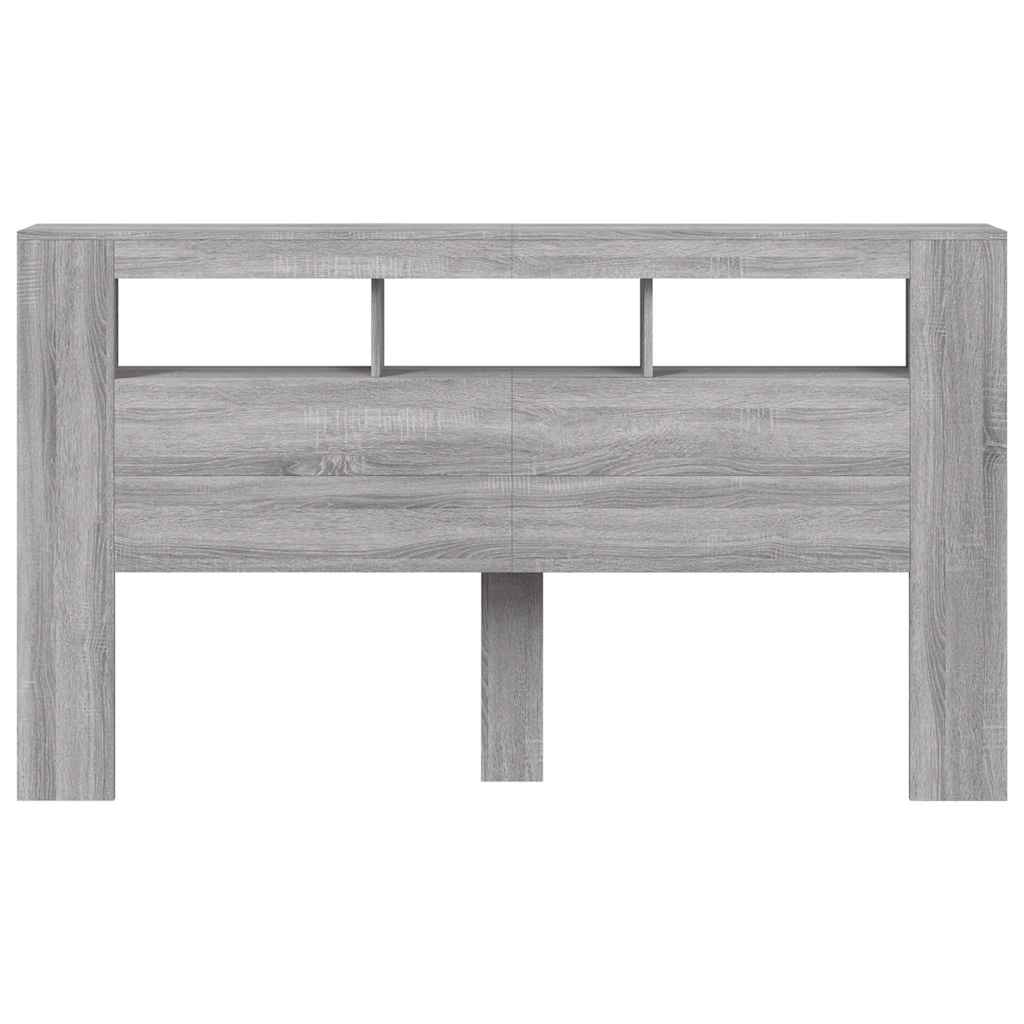 szürke sonoma szerelt fa LED-es fejtámla 180x18,5x103,5 cm