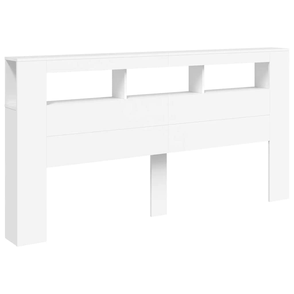 fehér szerelt fa LED-es fejtámla 200 x 18,5 x 103,5 cm