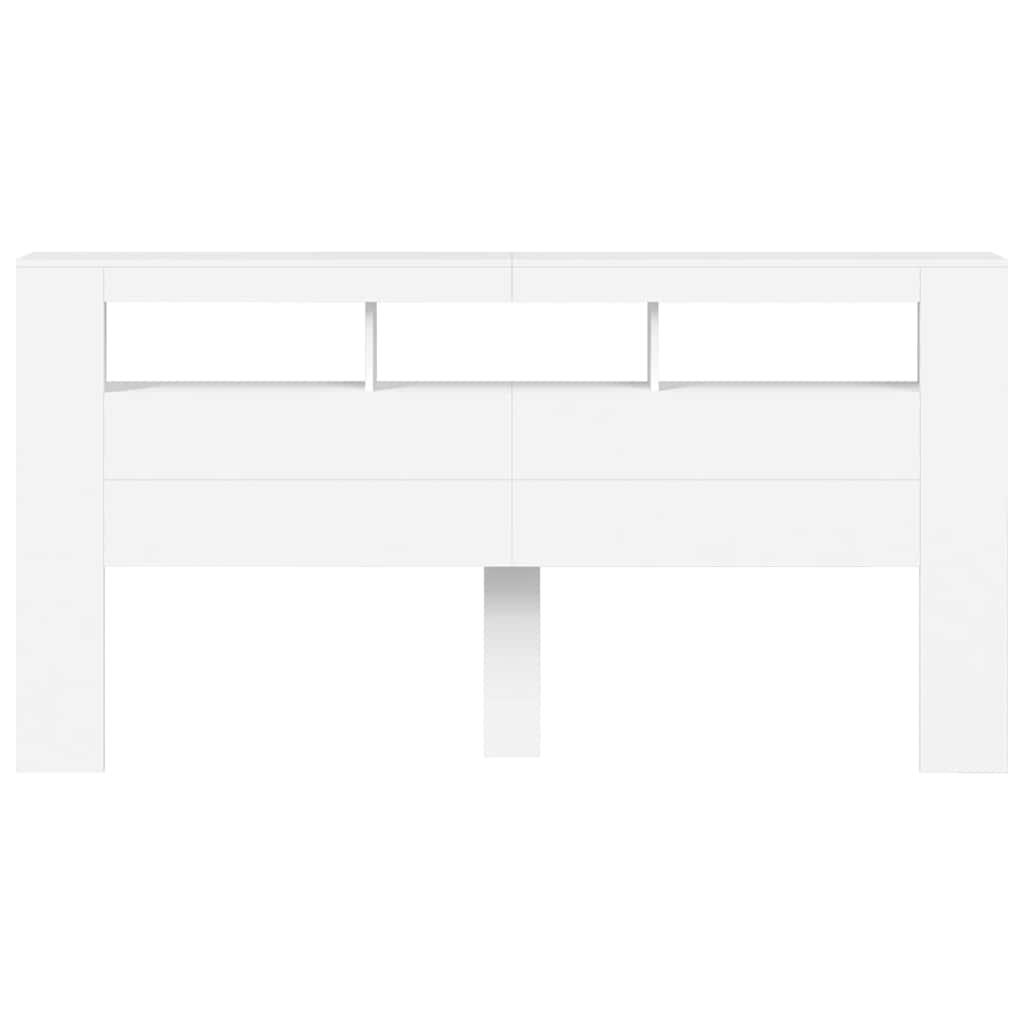 fehér szerelt fa LED-es fejtámla 200 x 18,5 x 103,5 cm