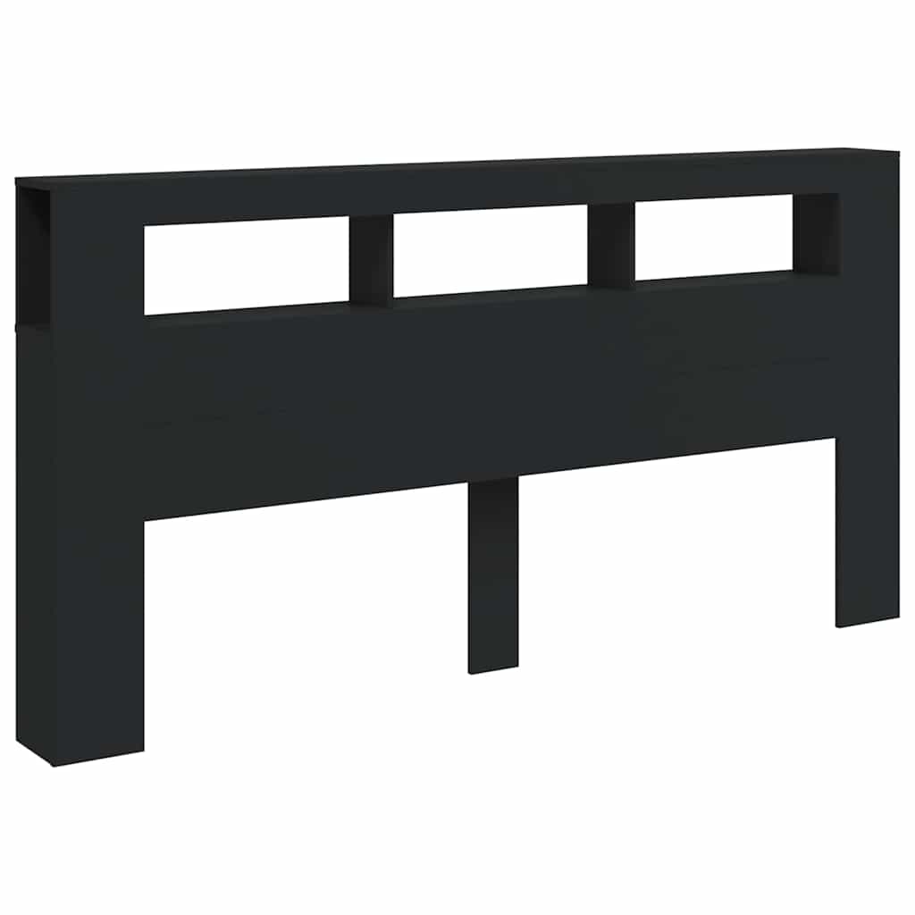 fekete szerelt fa LED-es fejtámla 200 x 18,5 x 103,5 cm