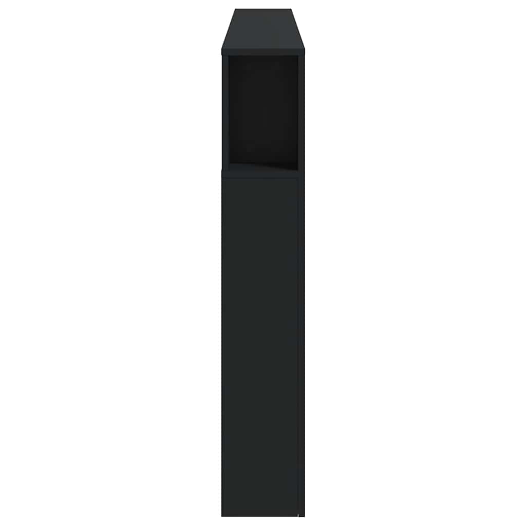 fekete szerelt fa LED-es fejtámla 200 x 18,5 x 103,5 cm