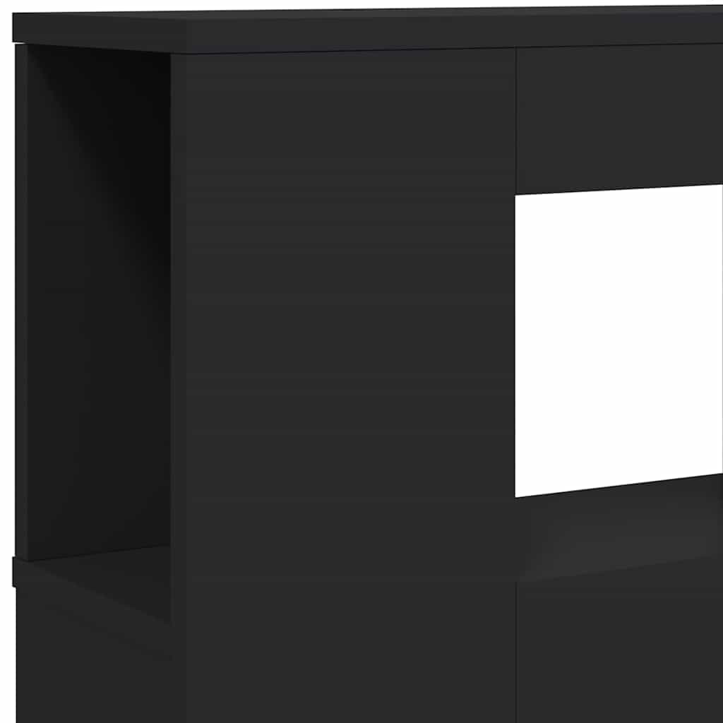 fekete szerelt fa LED-es fejtámla 200 x 18,5 x 103,5 cm